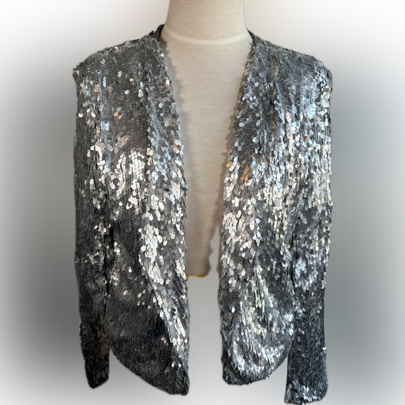 Karen Kane Jackets & Blazers - KAREN KANE Dressy Sequin Silver Jacket Blazer
